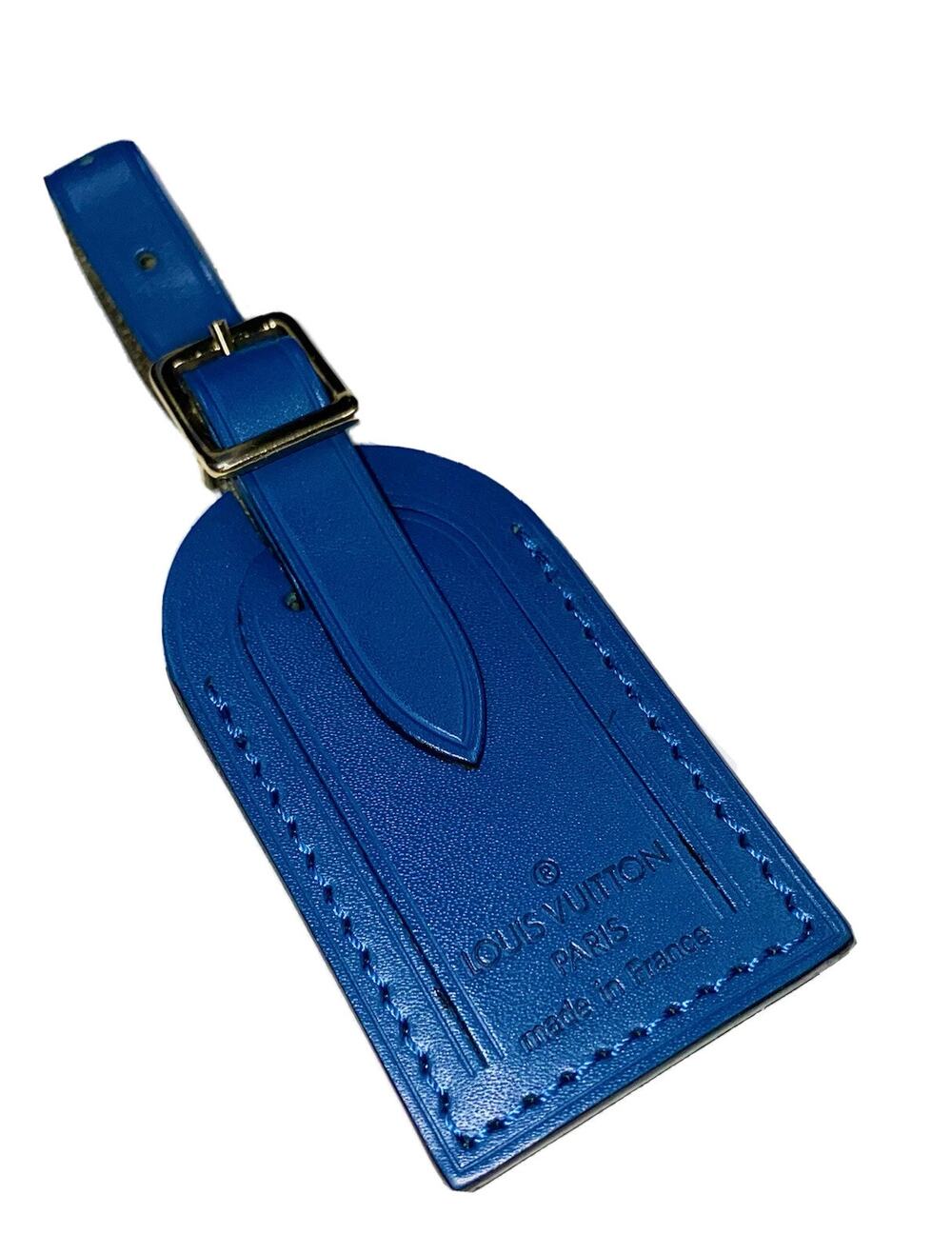 Louis Vuitton Blue Luggage Name Tag Small Gold-tone Buckle Rivet France